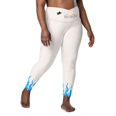 Light Cream Proverbs Crossover leggings with pockets