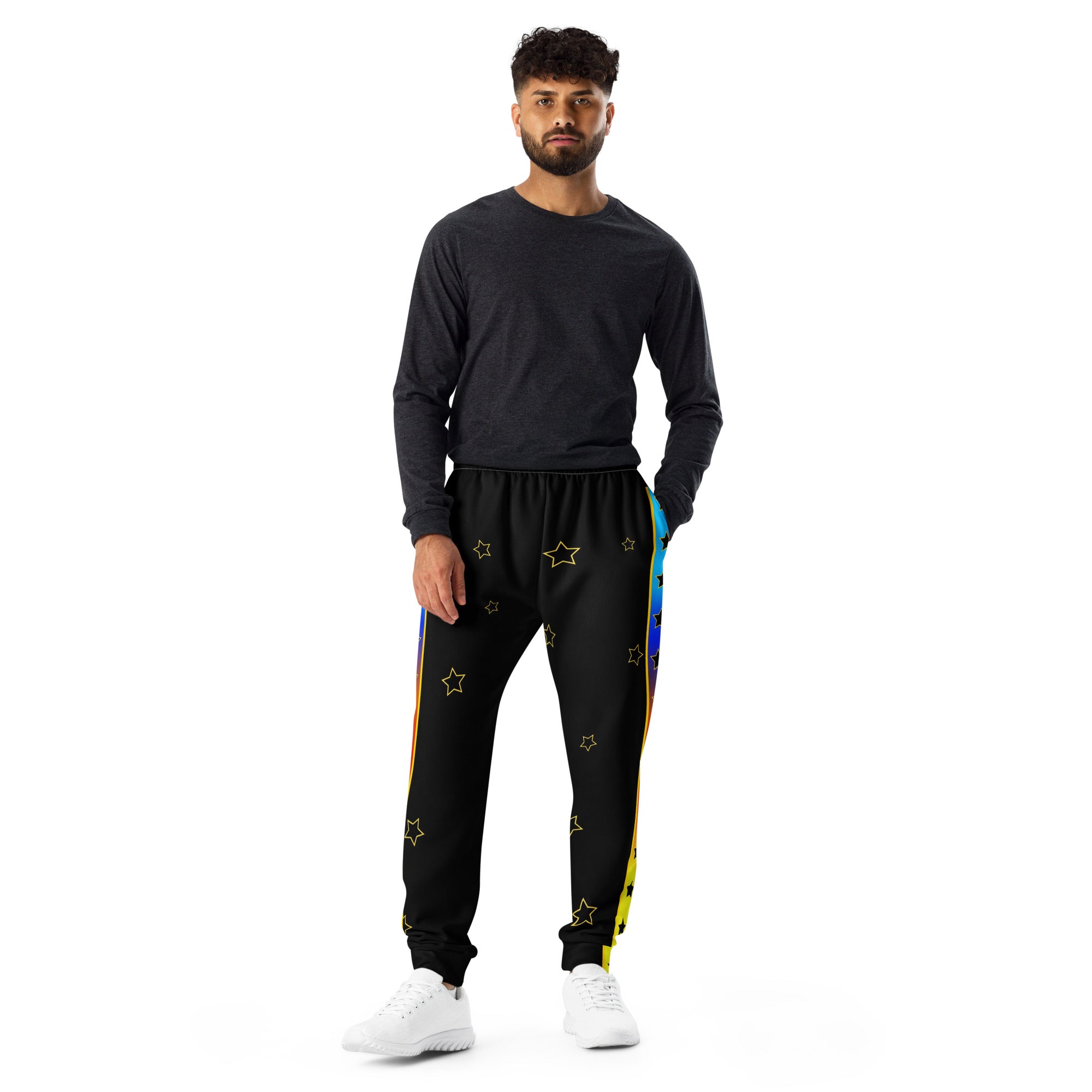 Men's Black Colorful Stripe Joggers