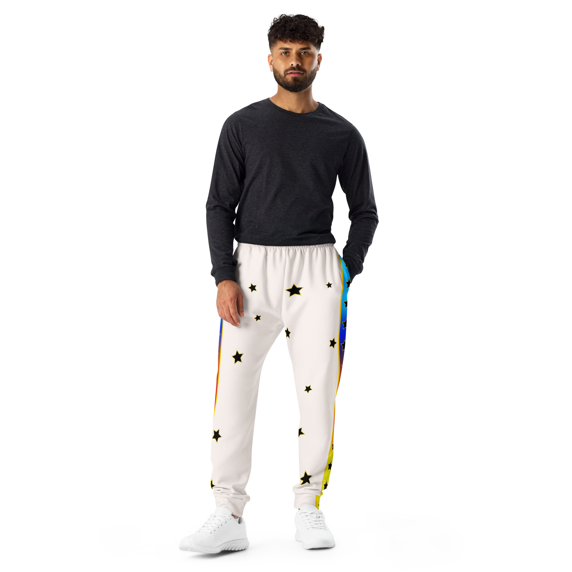 Men's Light Cream Star Joggers