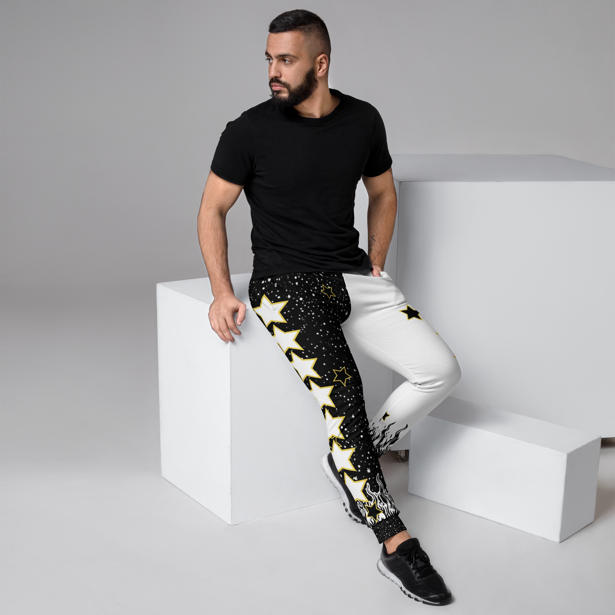 Men's Black / White Star Joggers