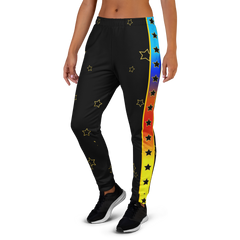 Women's Black Colorful Star Joggers